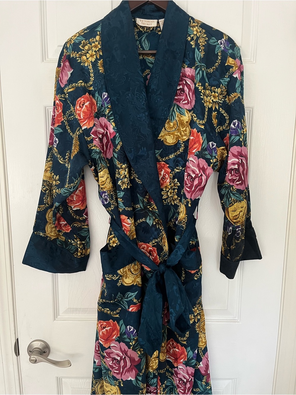 Victoria's Secret Gold Label Vintage 90’s Satin Kimono Robe Full Length Small